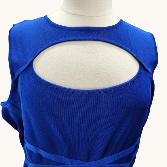 NWT Lane Bryant Women’s 22/24 Blue Sleeveless Dress Cut Out Stretch Knit Sexy - Picture 2 of 11